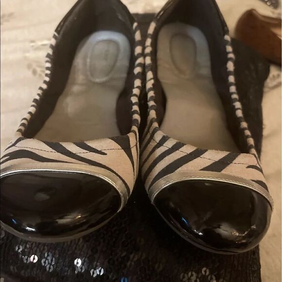 Sperry zebra print ballet flats/shoes contrast black & white stripe patent guard - Picture 2 of 4